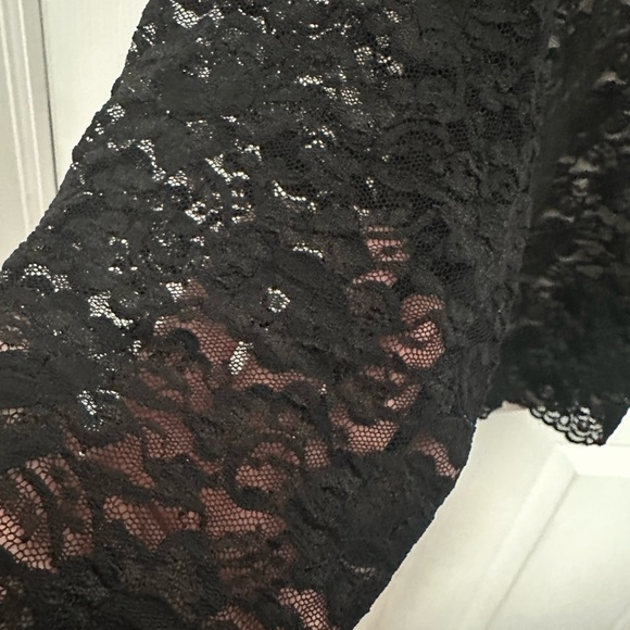 Dialogue Standing V-neck Lined Bodice Lace Top Sz L NWIT Black A36225 - Picture 4 of 5